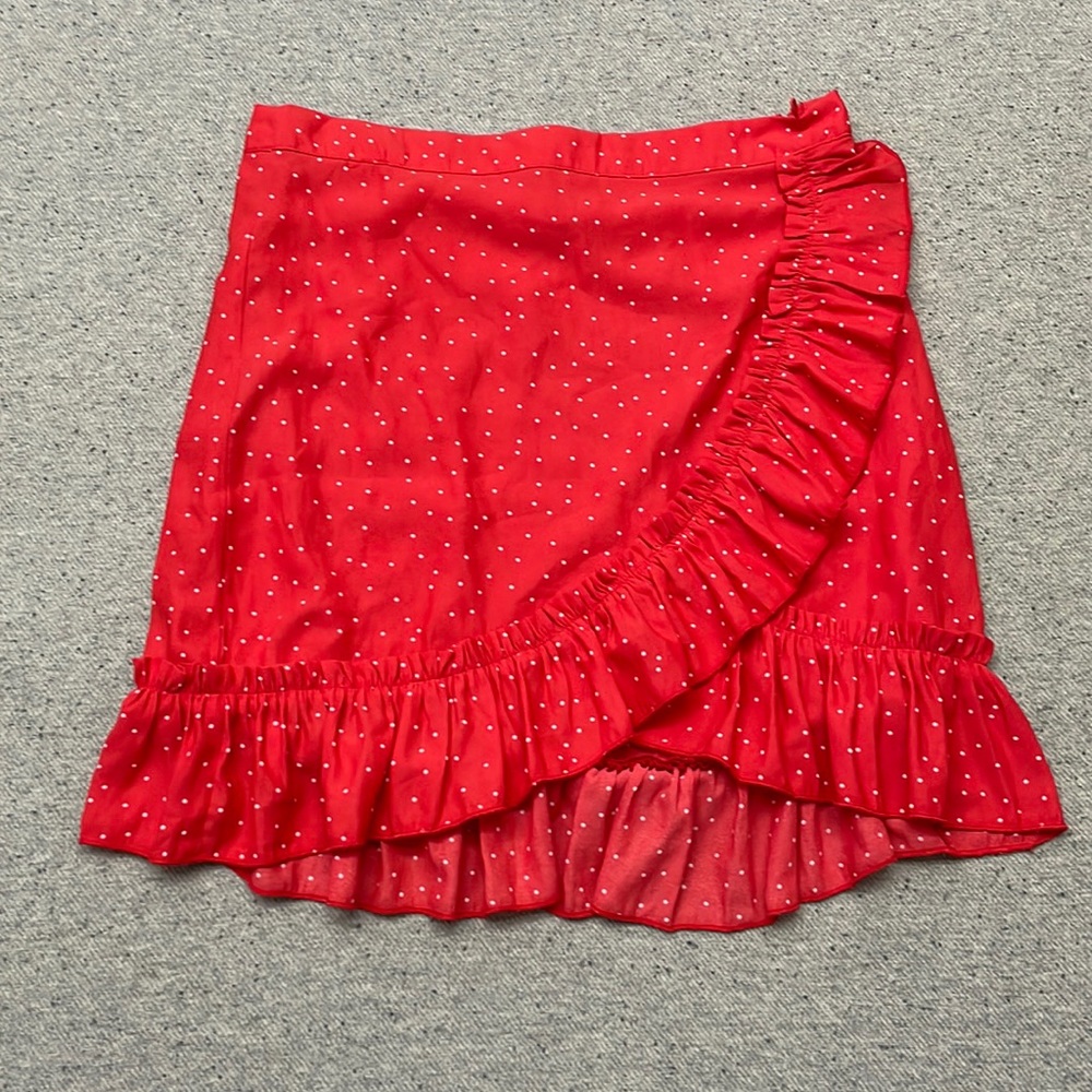 Divided Red White Dotted Skirt